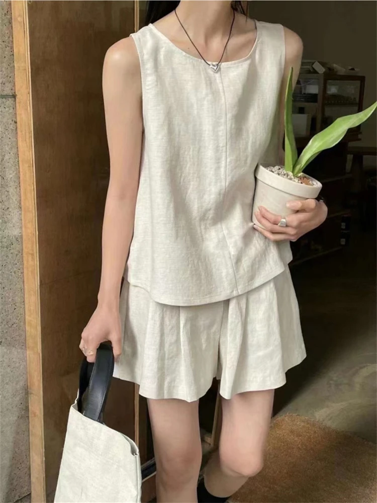 2024 Oversize Solid Girls Summer Blouse Women Suit Short Sleeves Shirt Tops High Waist Wide Leg Trousers Two Piece Shorts Suits