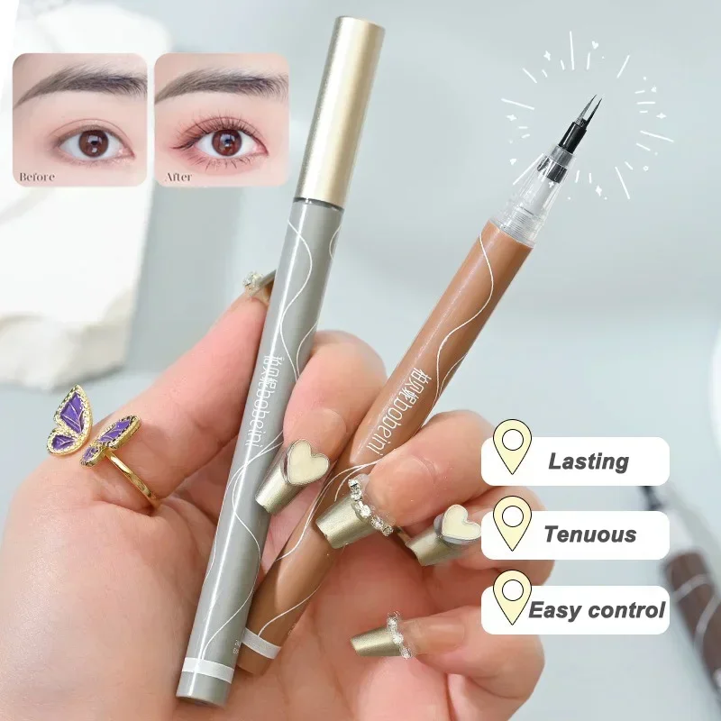 Two-pronged Lower Lash Eyeliner Pencil Slim Matte Tea Brown 2-fork Lying Silkworm Pen Profession Eyes Liner Outline Makeup Tools