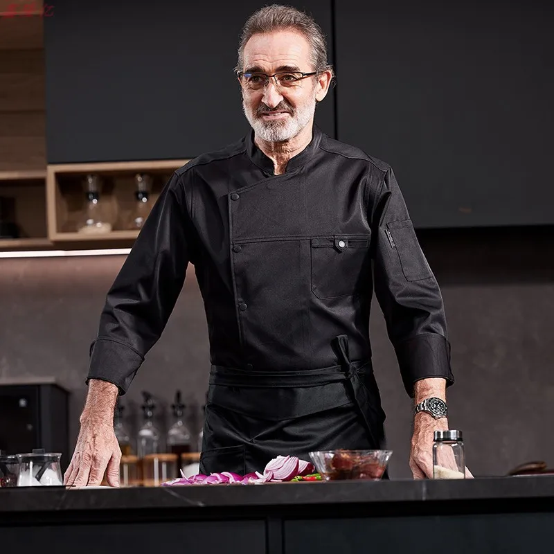 Uniforme de Chef de Hotel, ropa de trabajo para Chef de restaurante, pastelería, panadero, restaurante occidental, camarero, ropa de cocina de otoño