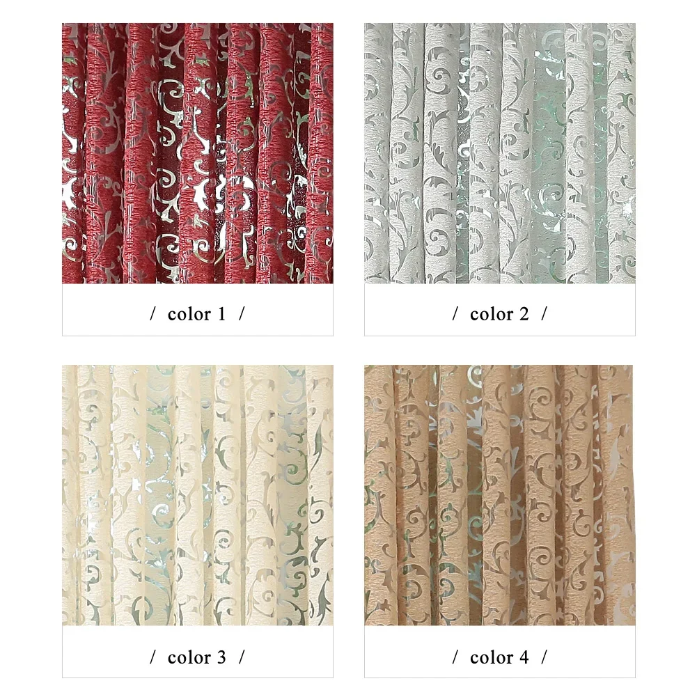 LEEJOOM Eyelet Curtains Luxury European Curtains for Living Room Floral Jacquard Tulle 1PC