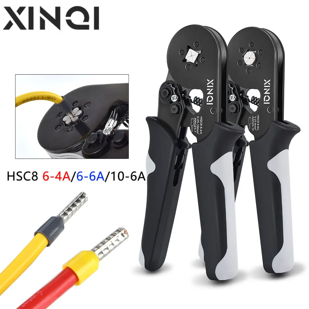 

XINQI HSC8 6-4A 6-6A 23-7AWG Adjustable Precise Hexagon Tube Bootlace Terminal Crimping Pliers Crimp Hand Tools