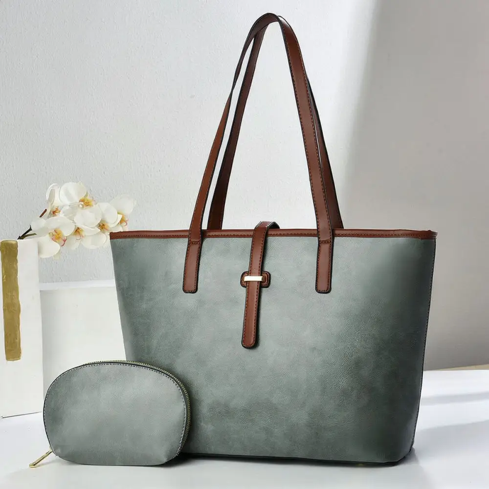 Quality Women Tote Bag Set PU Leather Handbags Casual Shoulder Crossbody Purse Large Capacity Solid Color Daily Office Satchel
