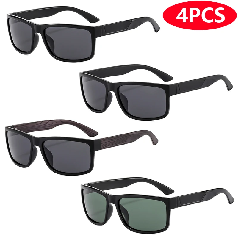 

4 Piece Fashion Outdoor Classic Rectangle Sunscreen Cycling Sports Sun Glasses Women Men Fishing Polarized Sunglasses Unisex