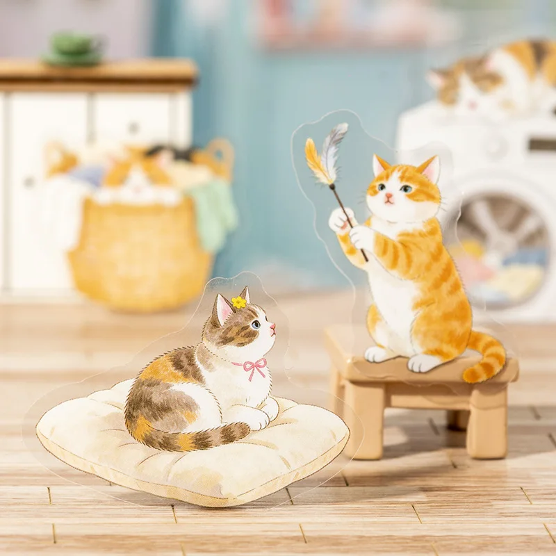 1pack/2pack Lovely Cat PET Scene Sticker Pack Cute Cat Adventure Series DIY Journal Cup Computer Decoration 4 Styles