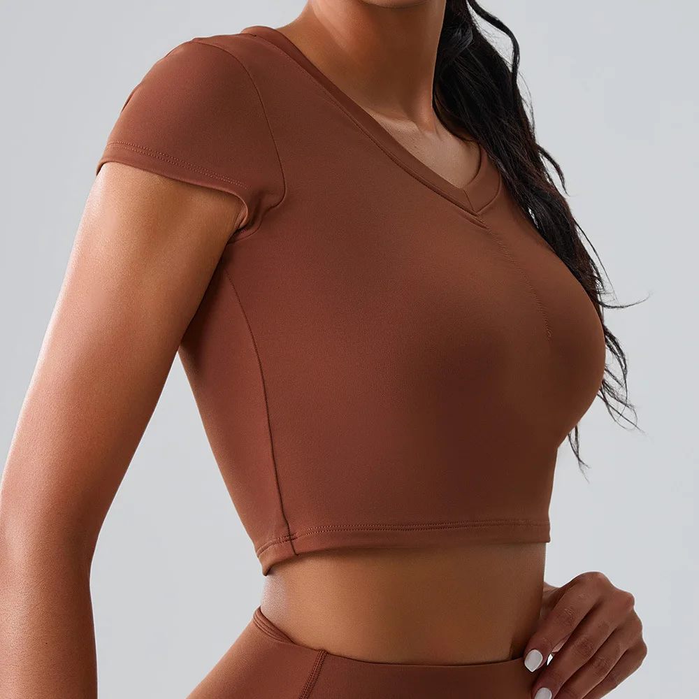 

Women’s Yoga Top, Short Sleeve Push Up Sports T-Shirt, Quick Dry Gym Shirt, Running Fitness Clothes, Stretch Activewear Top