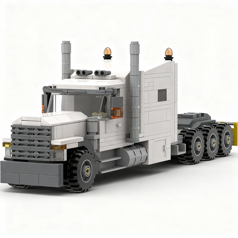 NEW 445PCS MOC Technology Semi Truck Triple Axle Sleeper Cab Model DIY Creative Assembly Brick Display Birthday Gift Building