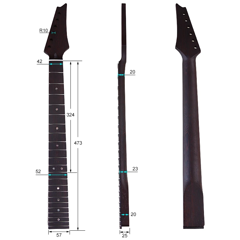 Electric Guitar Neck Wenge Wood  6 String 22 Fret Color Shell Dot Mark Matte 5.7cm Heel Width DIY Guitar Modify Accessory