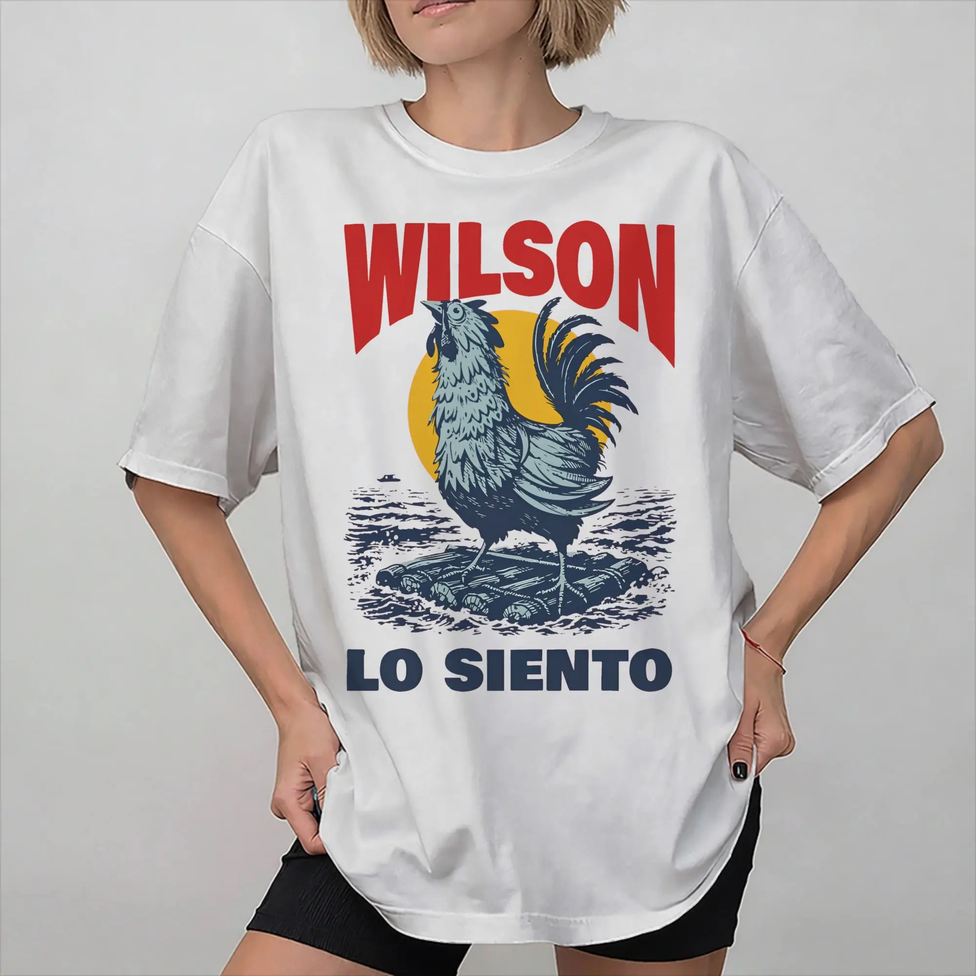 Men Women Wilsons Lo Siento Rooster Flood Meme Funny Chicken Shirt Cotton Graphic Printing T-Shirt  Clothing Outfits