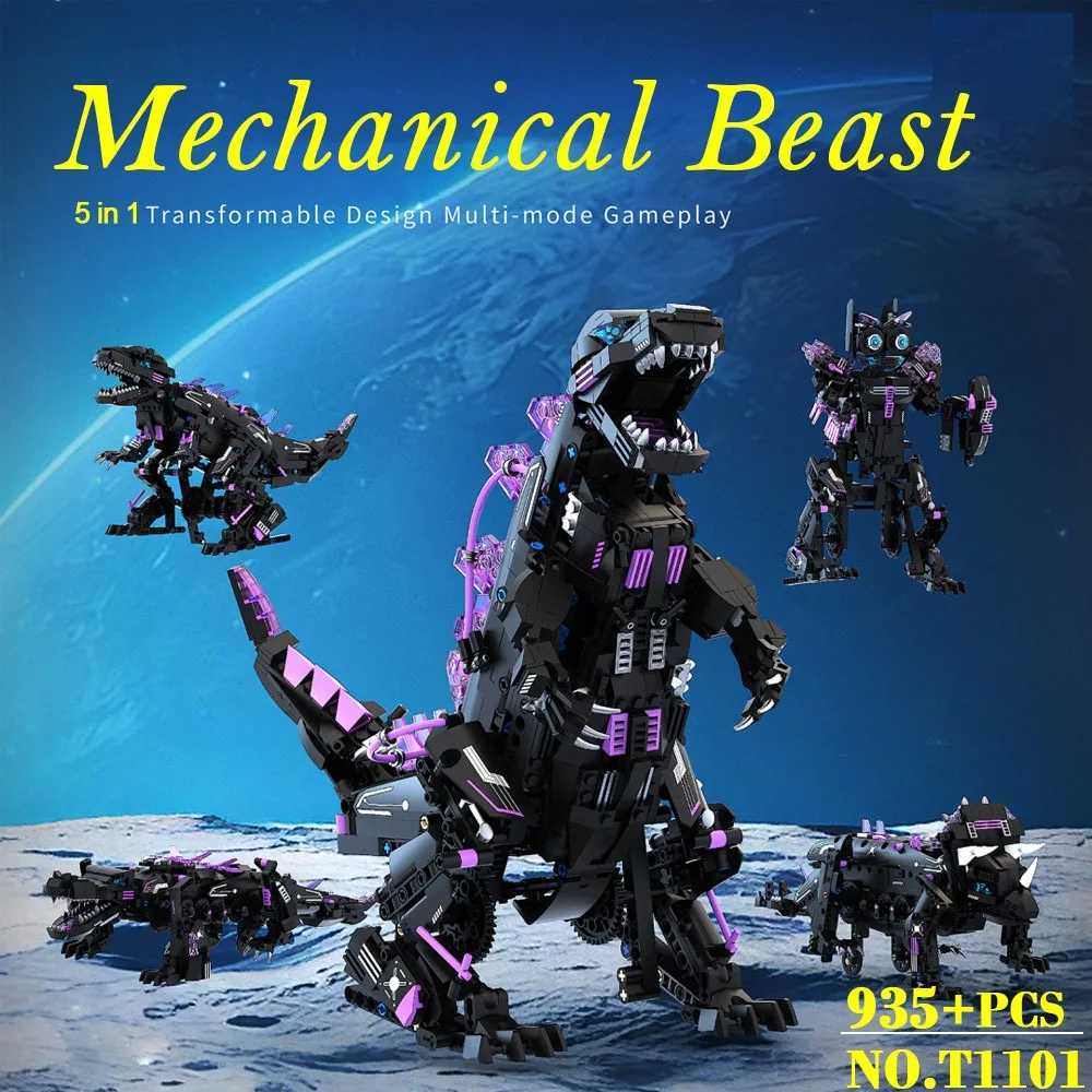 

T1101 935pcs Five-Change Mechanical Beast Building Blocks APP Remote Control Programmable Robotics Model Toy for Kids Teens