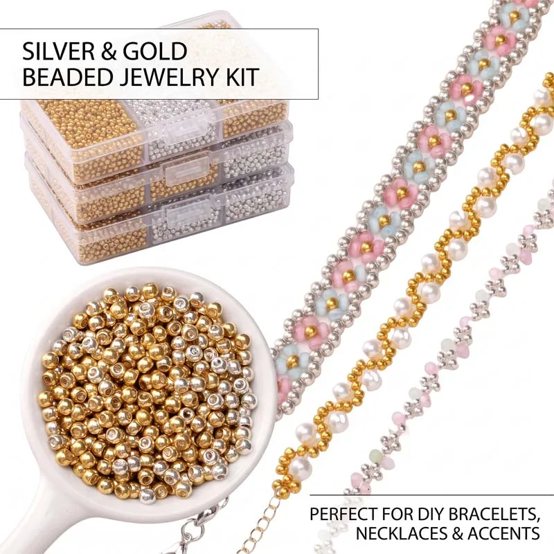 Gold/Silver Glass Rice Beads 1.5/2/3/4mm Round Spacer Beads DIY Beaded Jewelry Making Clothing DIY Accessories