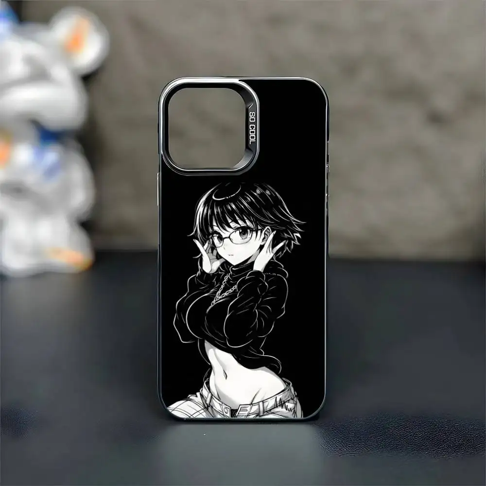 Shizuku hxh مثير اليابان أنيمي فتاة جراب هاتف آيفون 17,16,15,14,13,12,11 برو ماكس Blcak الملونة الفضة مطلي غطاء داخلي