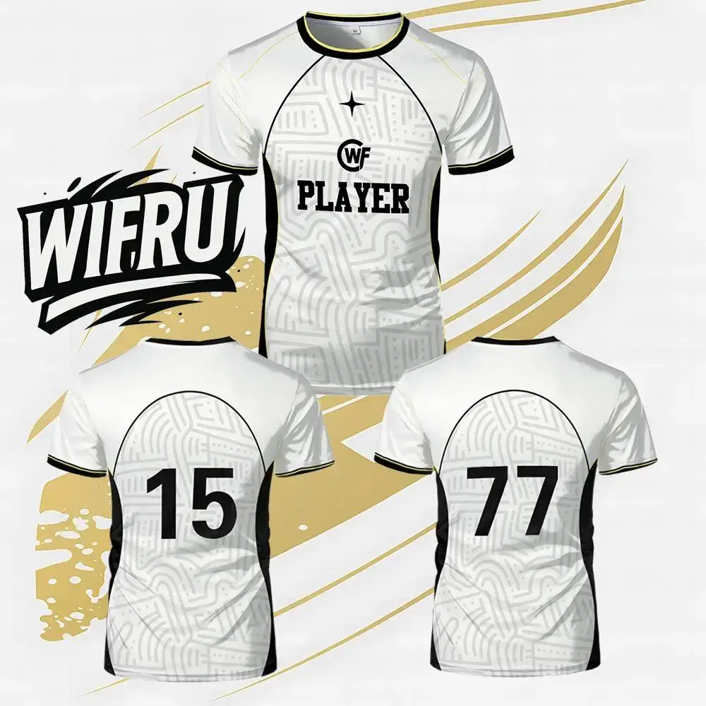 

New Men's City Maze Graphic T-shirts Breathable Running Sportswear Tops Double-sided Print Youth Training Custom Football Jersey