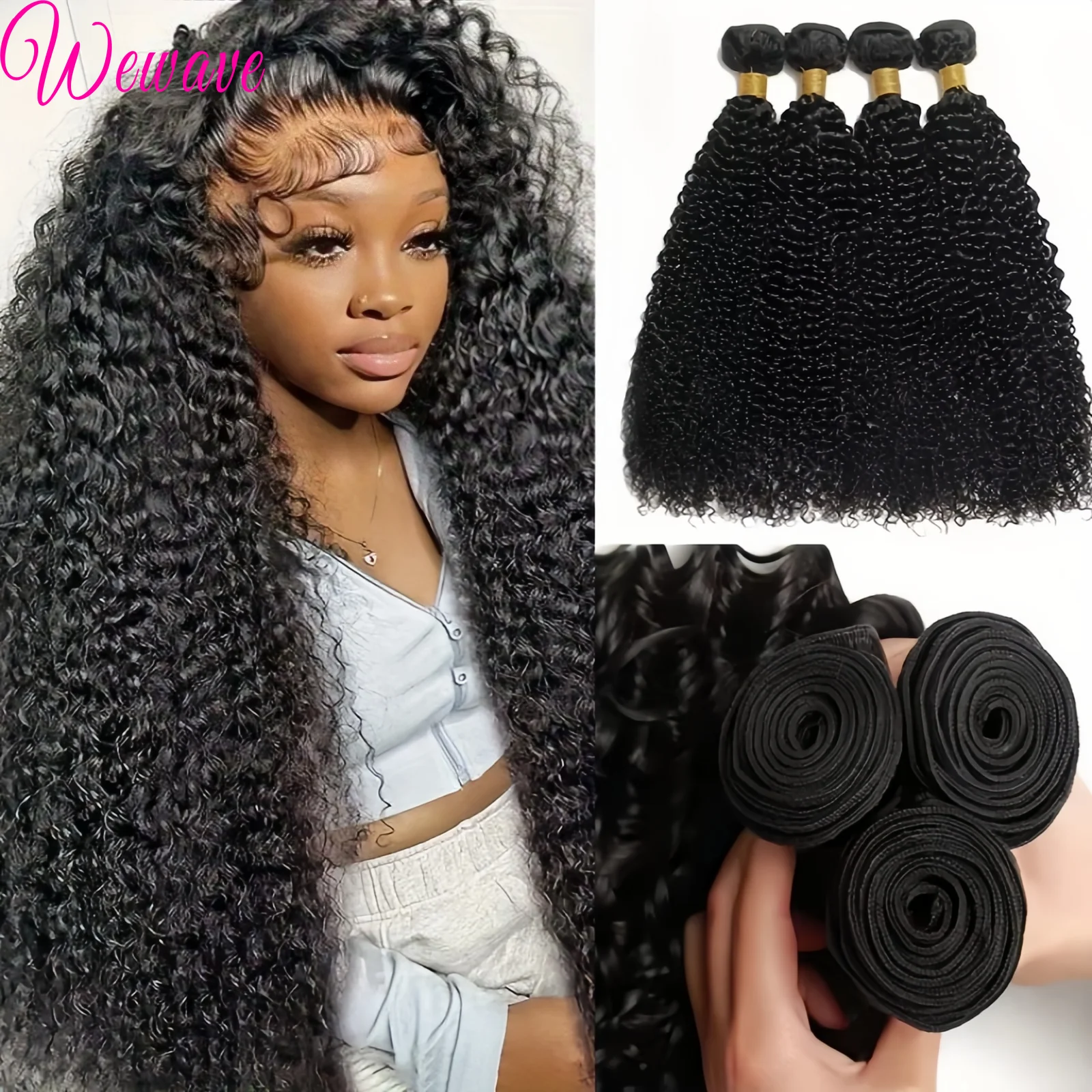 Deep Wave Human Hair Bundles Burmese Curly Hair Bundles Human Hair Water Wave Original Natural Hair Extensions 1/3/4 Pieces