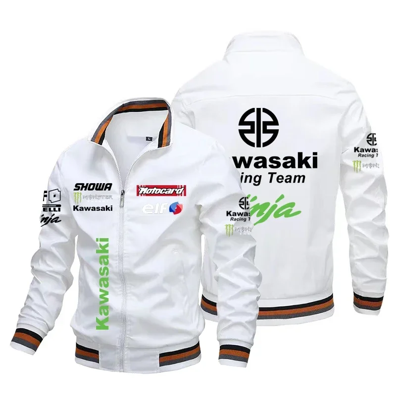

Kawasaki Men's Jacket Cycling Biker Racing Jacket Outdoor Sport Motorcycle Jacket Loose Casual Oversized Men's Kawasaki Clothing