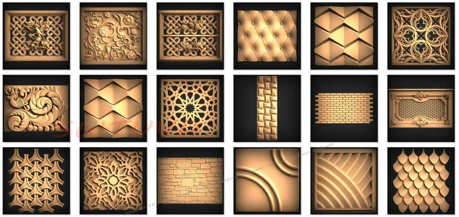 38+ Panel STL File Collection 3D Models for CNC Routers Relief 3D Printer Engraver Milling 3D Printing Drawings Wood Router