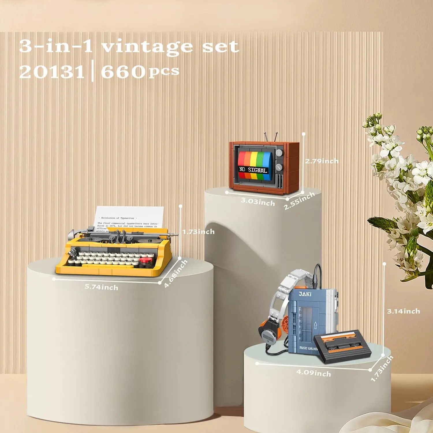 جاكي اللبنات لعبة منشئ التلفزيون وكمان آلة كاتبة ميكانيكية بناء وحدة لتقوم بها بنفسك لعب الأطفال هدية الكريسماس #6