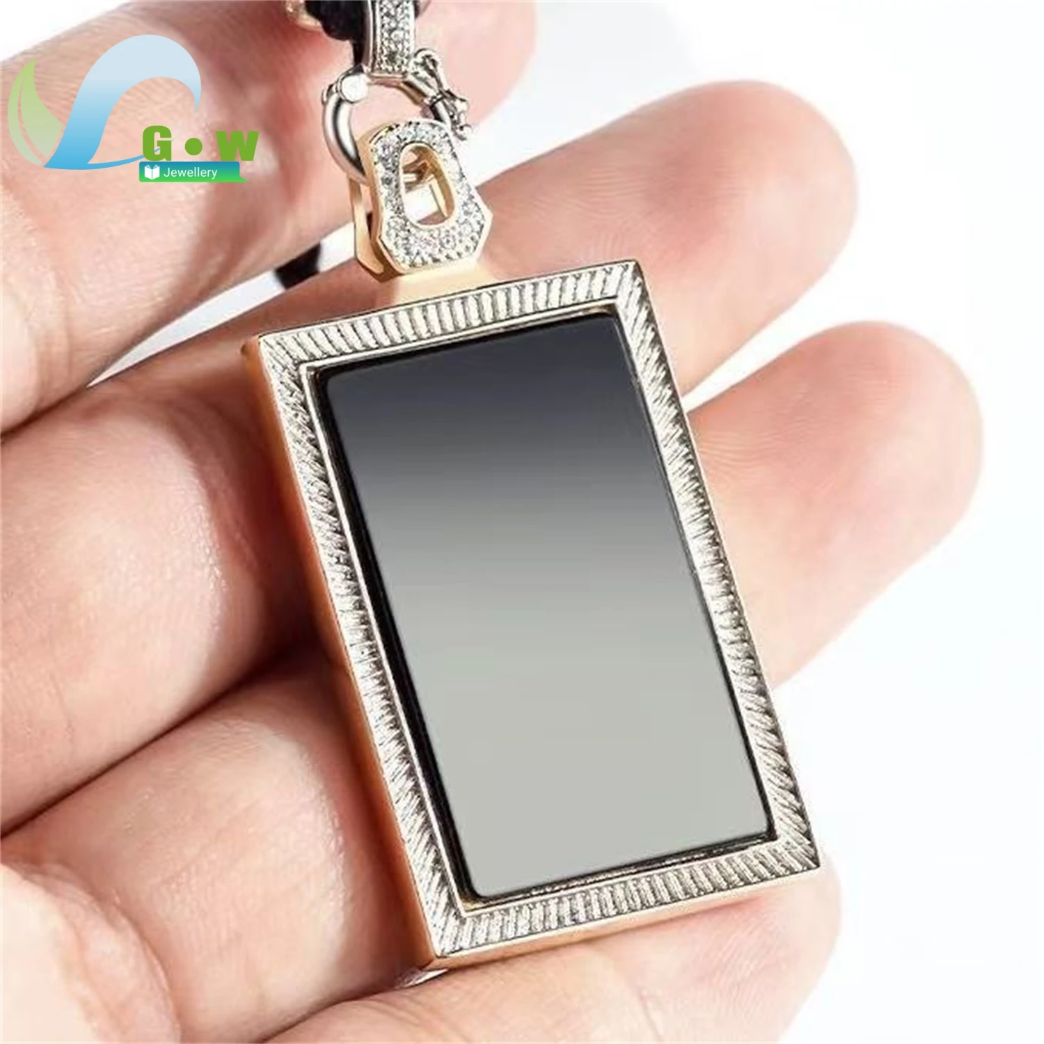 Natural Grade A Jadeite Dark Jade Translucent Green Plain Plaque Pendant Hanging Necklace Unisex Minimalist Gemstone Jewelry
