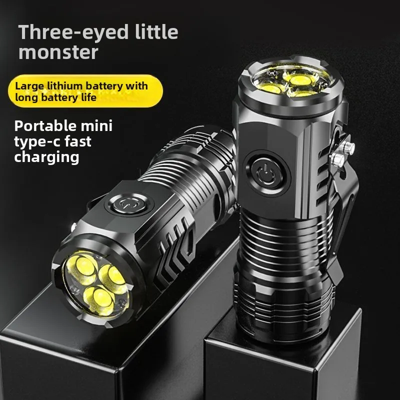 LED Hochleistungs-Taschenlampe Wiederaufladbar Multifunktional Langstrecken-Tragbare Outdoor Mini-Taschenlampe mit Kappenclip 1000 Meter