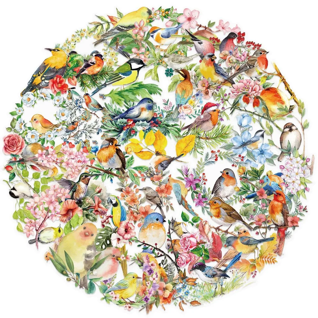 50 STKS Transparant INS Aquarel Vogel Sticker Pack - Waterdicht PET voor Scrapbooking, Gitaar & Notebook Decor AnimeWorlds Store