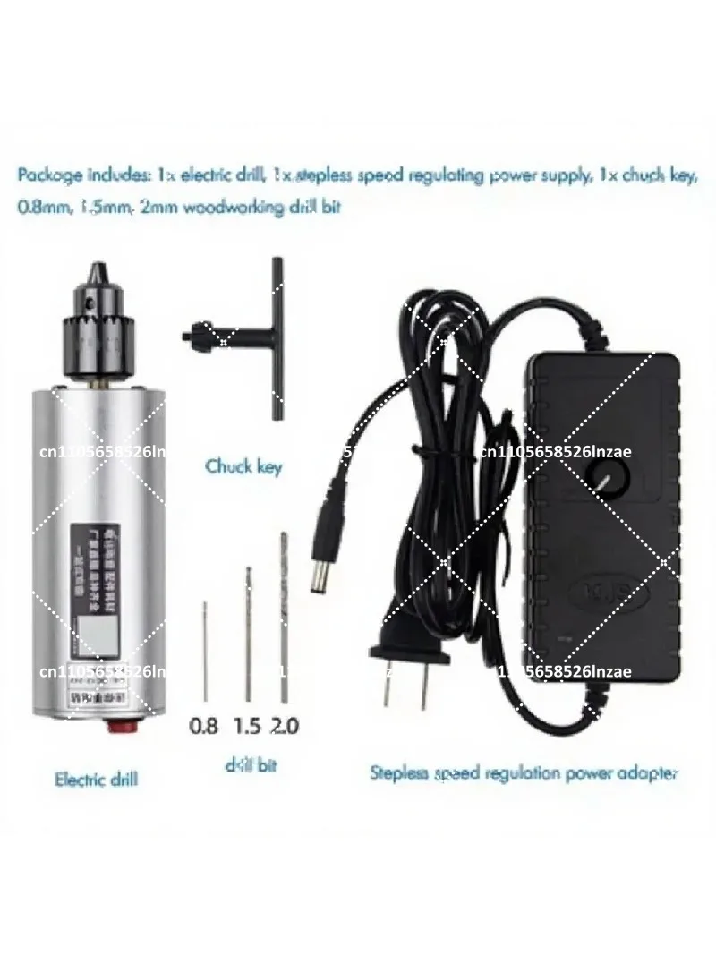 Mini Electric Hand Drill Grinder 0.3-4mm Engraver Pen with Variable Speed Power Supply, 3 Drill Bits, Self-Lock Switch
