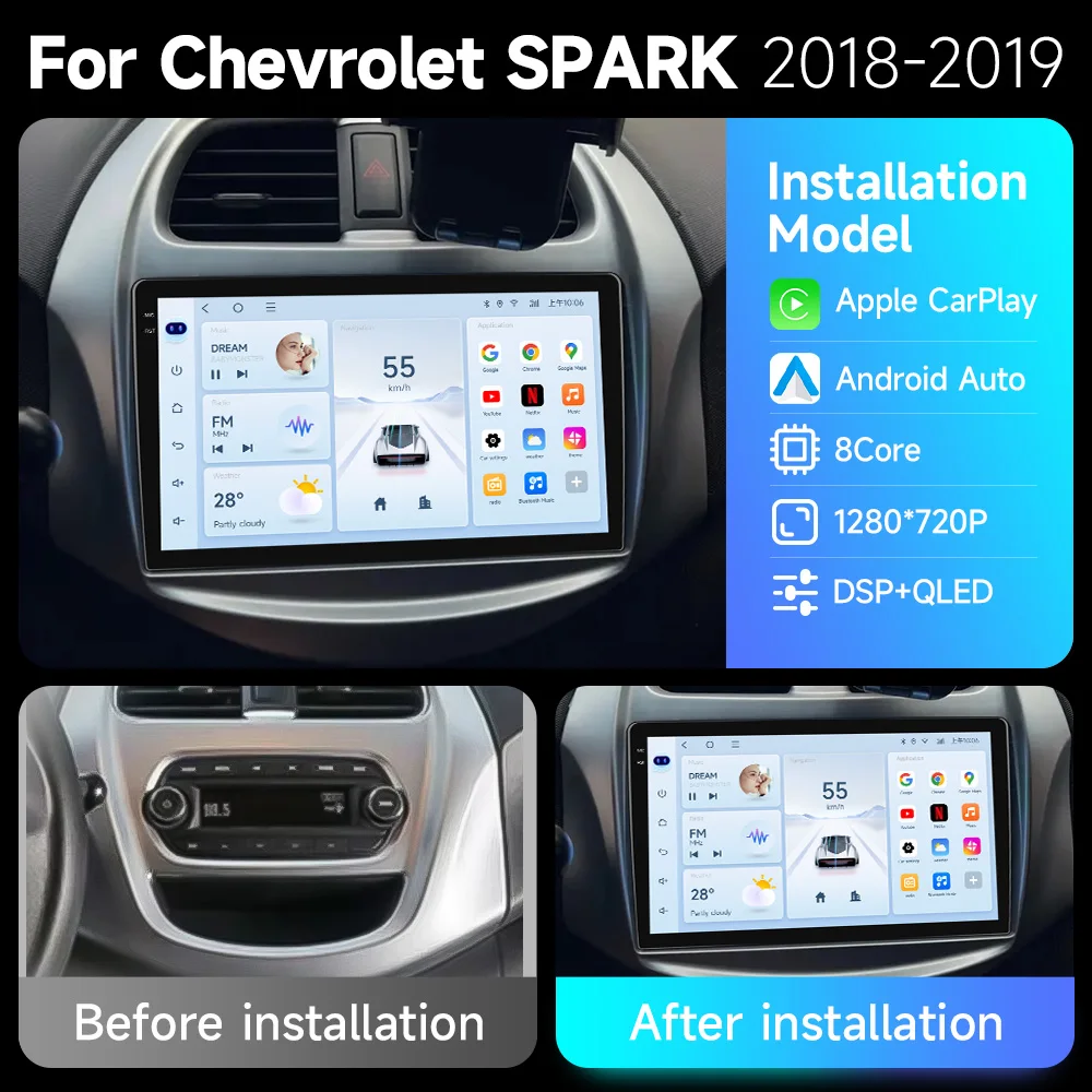 For CHEVROLET Spark Beat 2018 2019 2020 Multimedia Stereo Car DVD BT Player Navigation GPS Radio 5G WIFI Carplay No 2din DVD