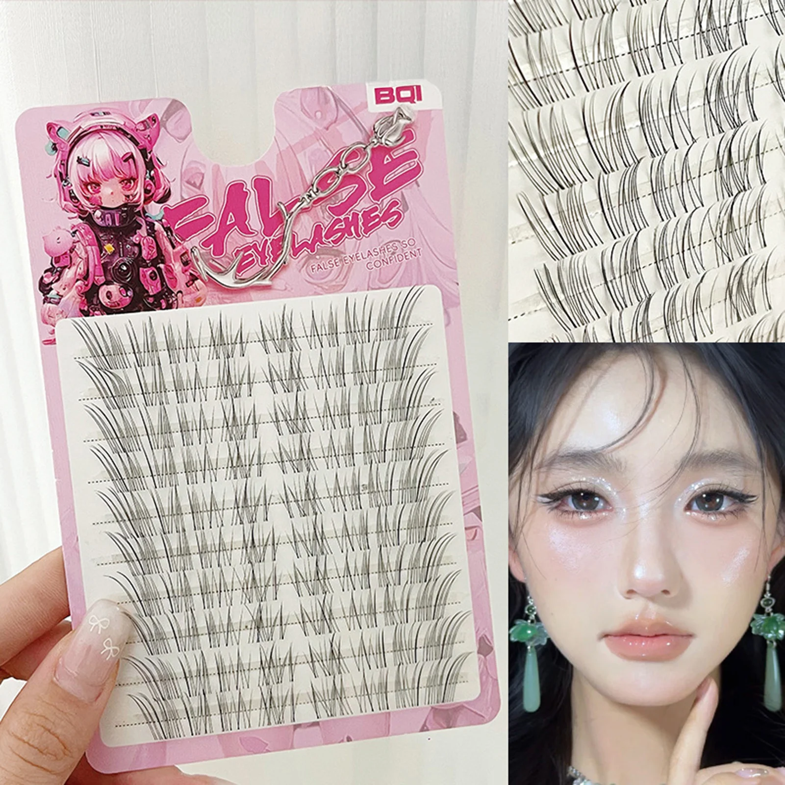 10 file Estensione ciglia naturali giornaliere Volume segmentato Ciglia Manga individuali Visone Ciglia finte Cluster Ciglia Strumento per il trucco