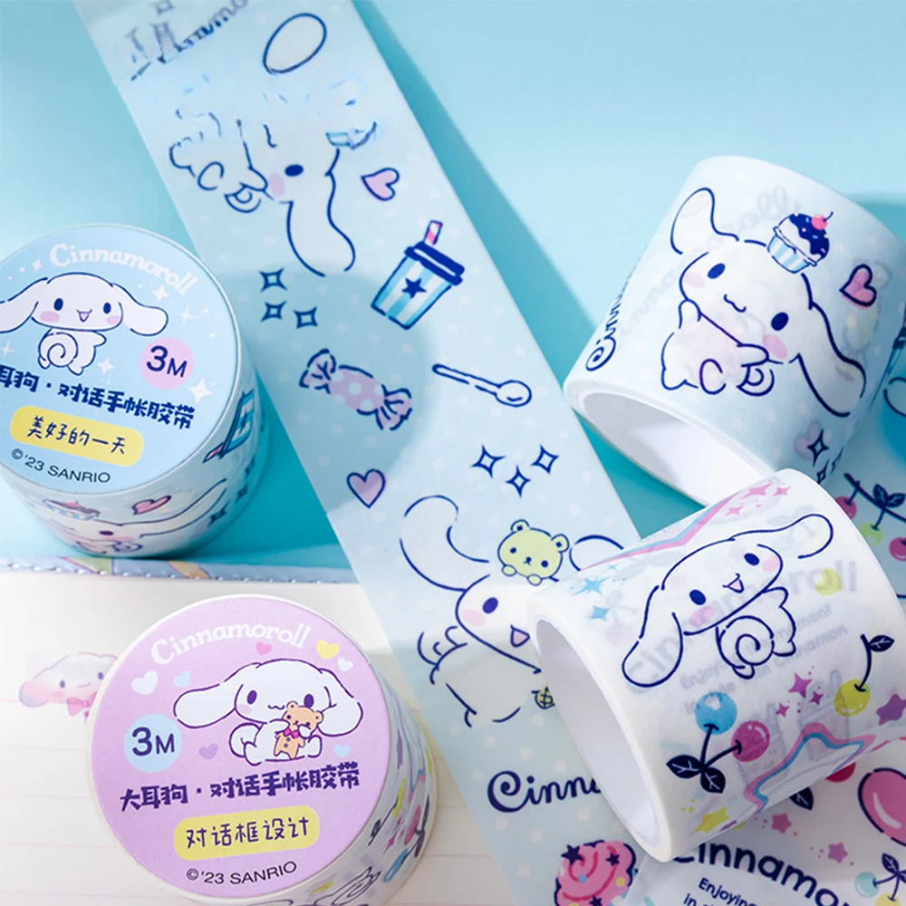 

Sanrio Sticker Roll Cute Hello Kitty Cinnamoroll Kuromi Pompompurin 2 Pcs/set Hand Acount Tape Stickers Roll Decal Kids Toys