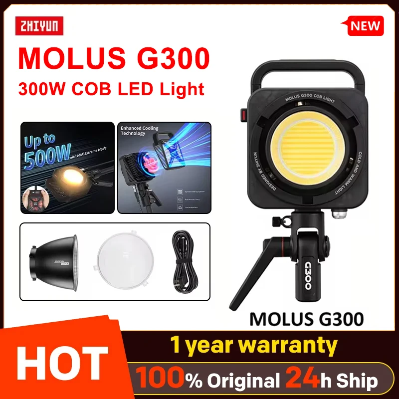 ZHIYUN MOLUS G300 300W COB LED Light 2700K-6500K Video Lights APP Control 500W Bi-color LED Lamp Photography Lighting