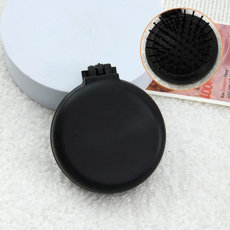 مرآة ماكياج المحمولة وسادة هوائية تصفيف الشعر مشط تدليك الرأس 1 قطعة الإبداعية الكرتون فتاة للطي وسادة هوائية مشط الشعر للطي