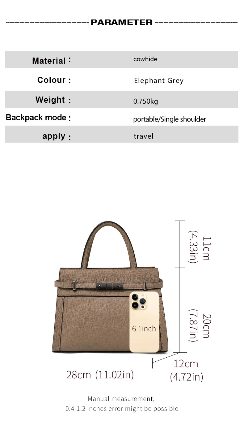 Genuine leather women\'s bag original first layer cowhide women\'s hand shoulder simple tote bag occupation