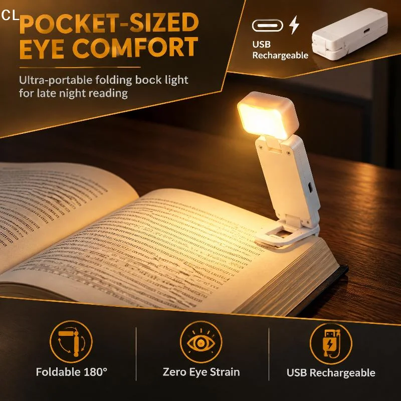 1Pcs Portable Reading Light LED Clip On Book Light Battery Powered 3 Color Eye Protection Stepless Dimmable Mini Desk Lamp