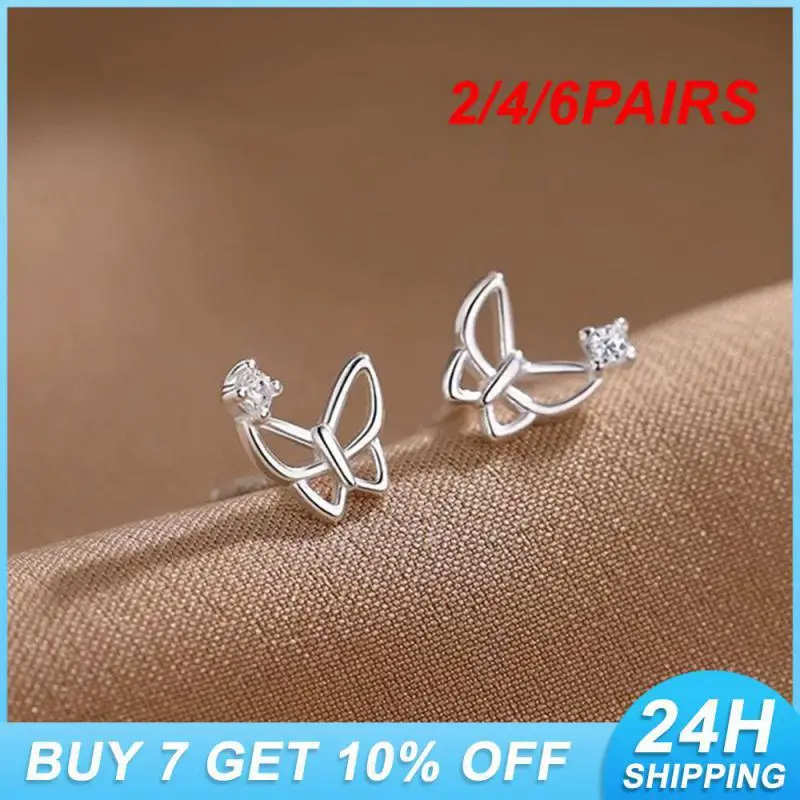 2/4/6PAIRS Fashion Butterfly Earrings Small And Exquisite Fine Jewelry Fashion Accessories Highly Sought After Temperament