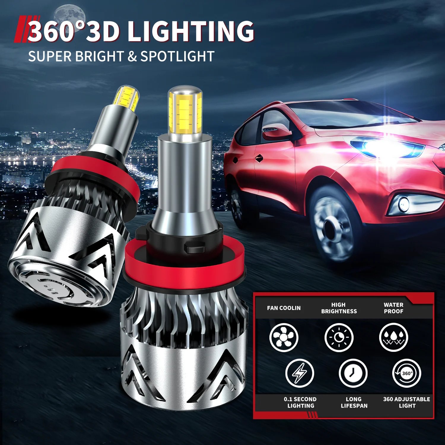 

Canbus H7 LED H4 H11 H1 Car LED Headlight Bulbs 60000LM HB3 HB4 9012 9005 9006 Turbo Bi Led Projector Auto Fog Lamp 4 Sides