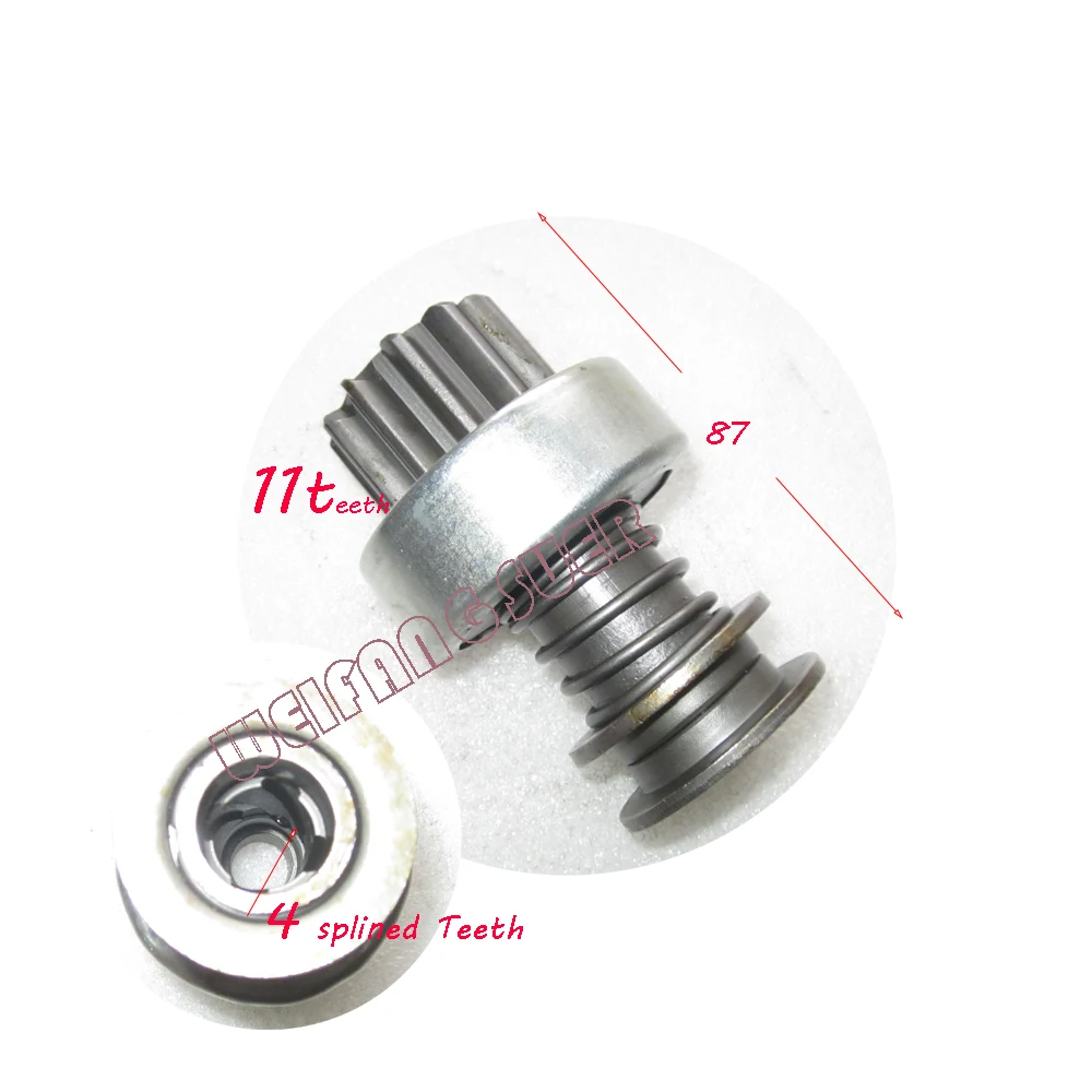 Drive pinion 11 teeth 12 spline for Fengshou / Fengshou Lenar tractor for old designed starter motor
