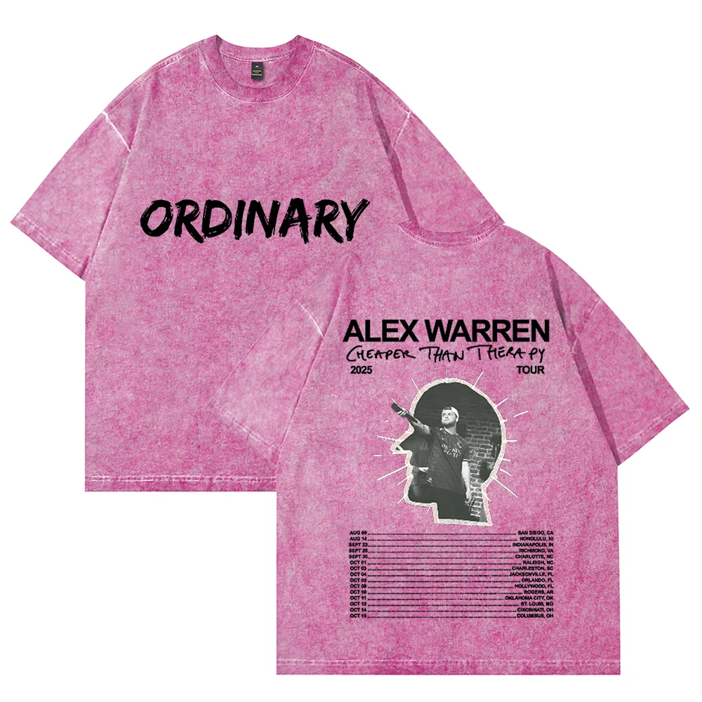 

Alex Warren Tour 2025 Merch Cotton Vintage Wash Tee Shirt Man/Woman Streetwear Round Neck Short Sleeved