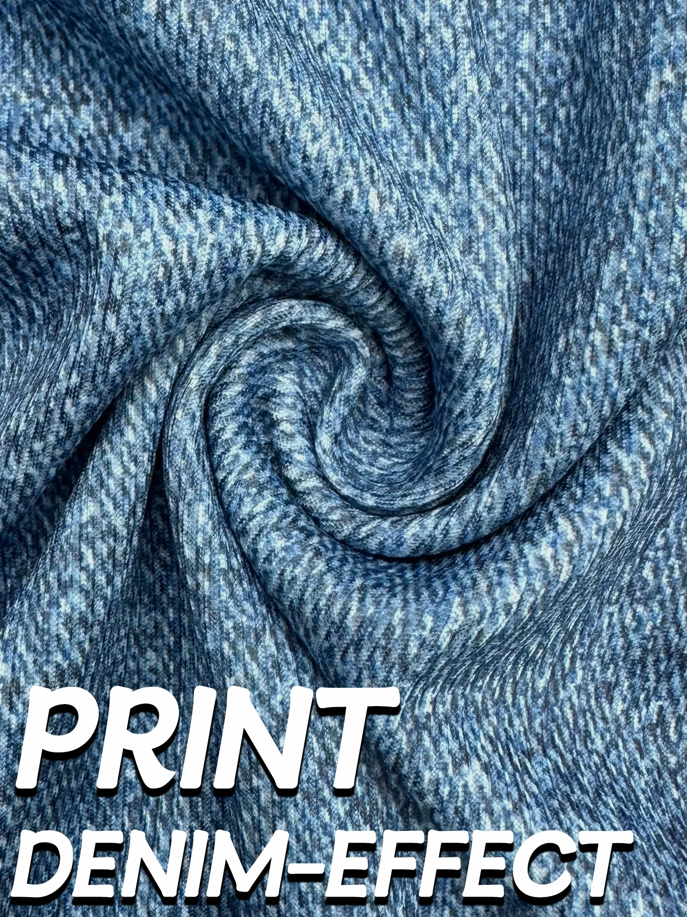 3PC Plus Size High Stretch Capri Pants Denim Print All-Over Knit Base Layer for Outdoor Sports