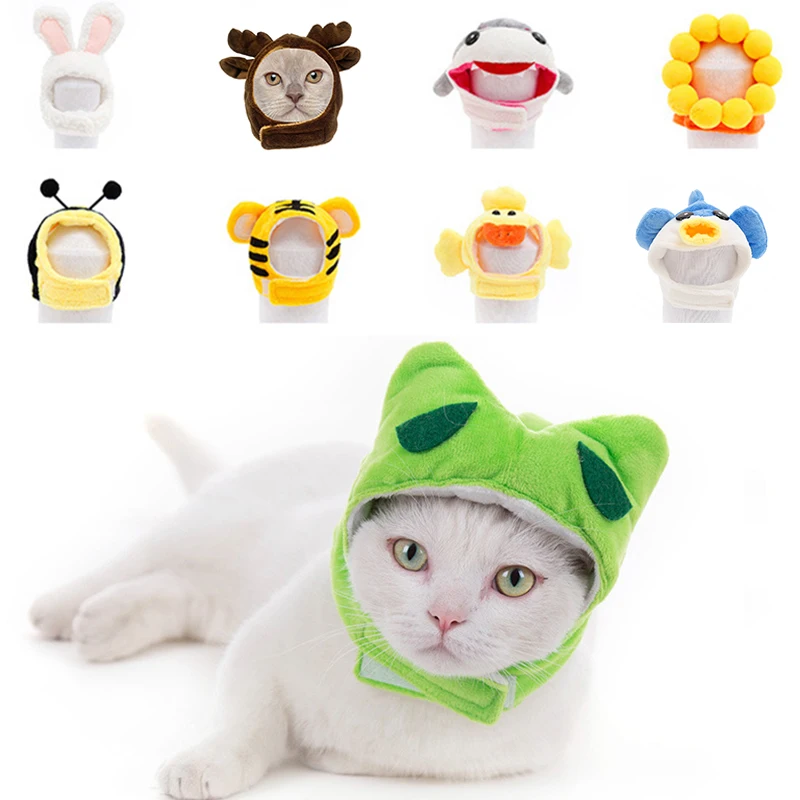 Cute Animal Hat for Dogs Warm Velvet Costume Cap Medium Cat Accessories French Bulldog Pet Breathable Puppy Christmas Head Wear