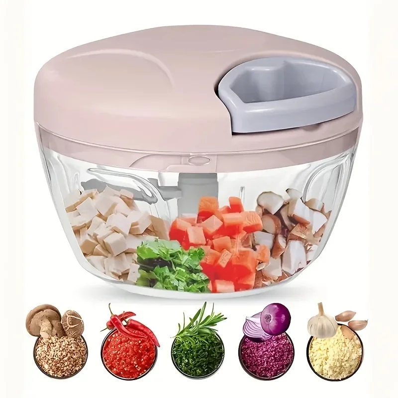 500/900ML Manual Meat Mincer Garlic Chopper Rotate Garlic Press Crusher Vegetable Onion Cutter Kitchen Cooking Accessories