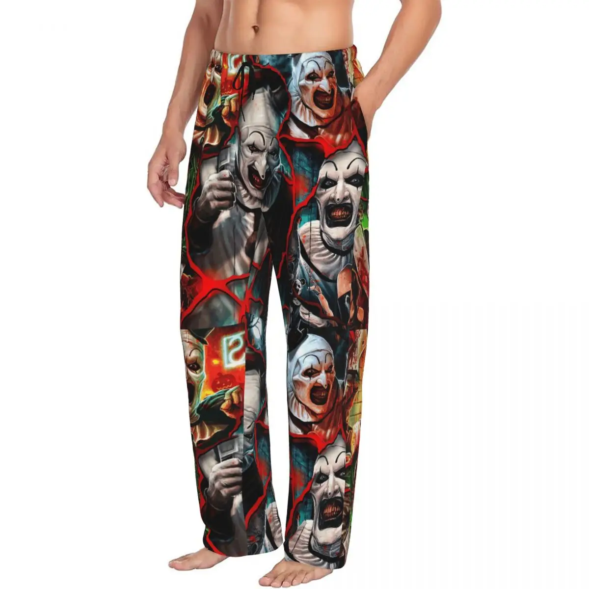 맞춤형 T-Terrifiers 공포 영화 파자마 바지 남성용 수면복 라운지 슬립 바지 주머니가 있는 신축성 있는 바지