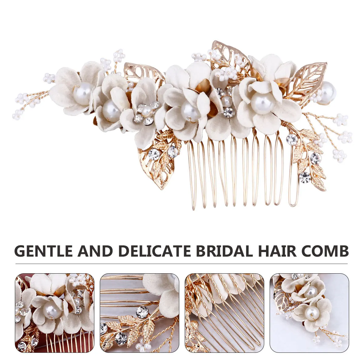 

Bridal Flower Hair Comb Wedding Bride Headpiece Pearl Headdress No Damage Hold Tightly Elegant Charm Accessories