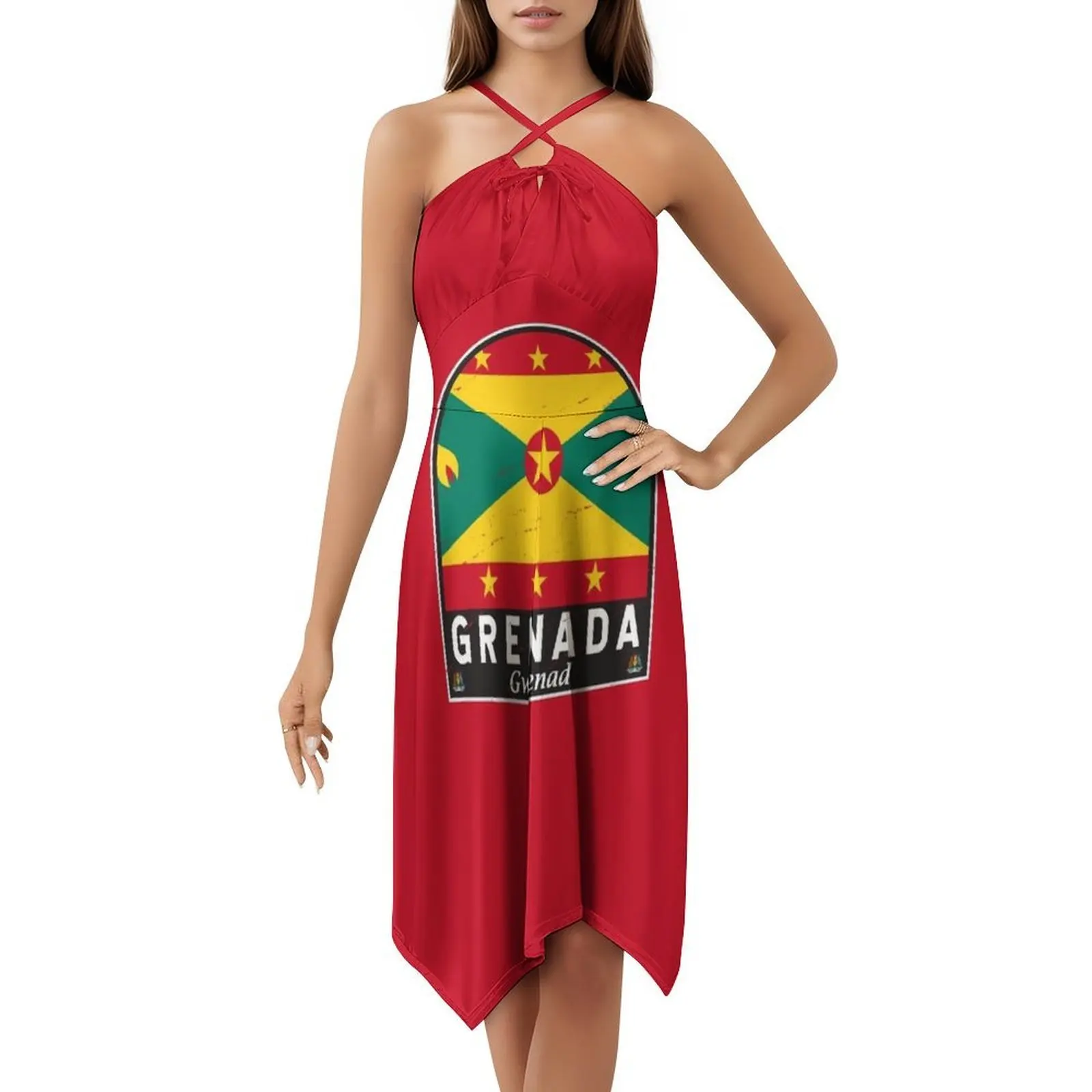 غرينادا العلم شعار المتعثرة خمر المرأة الهيب هوب الشارع الشهير فستان الرسم طباعة ملابس للنادي غرينادا غرينادا العلم