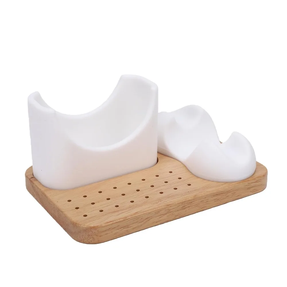 Silicone Sleeve Nail Drill Bit Holder Wood Base Soft Drill Bit Organizer Sturdy 24 Holes Universal Storage Box Home Salon Use