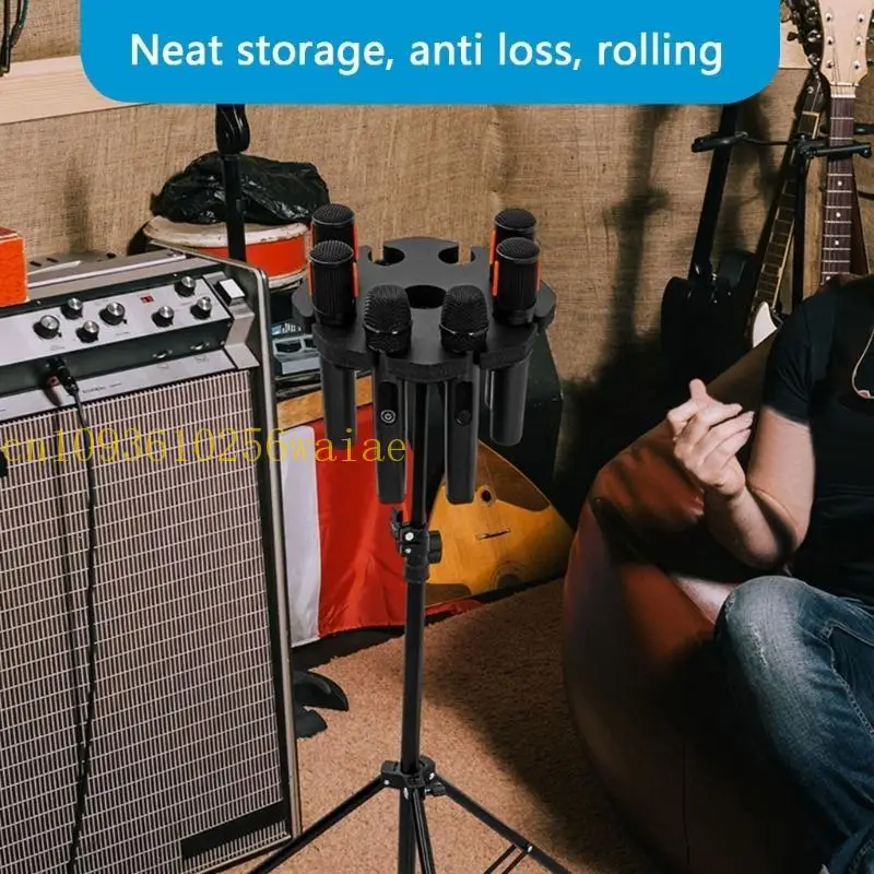 652F مرفق ميكروفون محمول خفيفة الوزن يحمل ما يصل إلى 8 ميكروفونات على منظمي المسرح #5