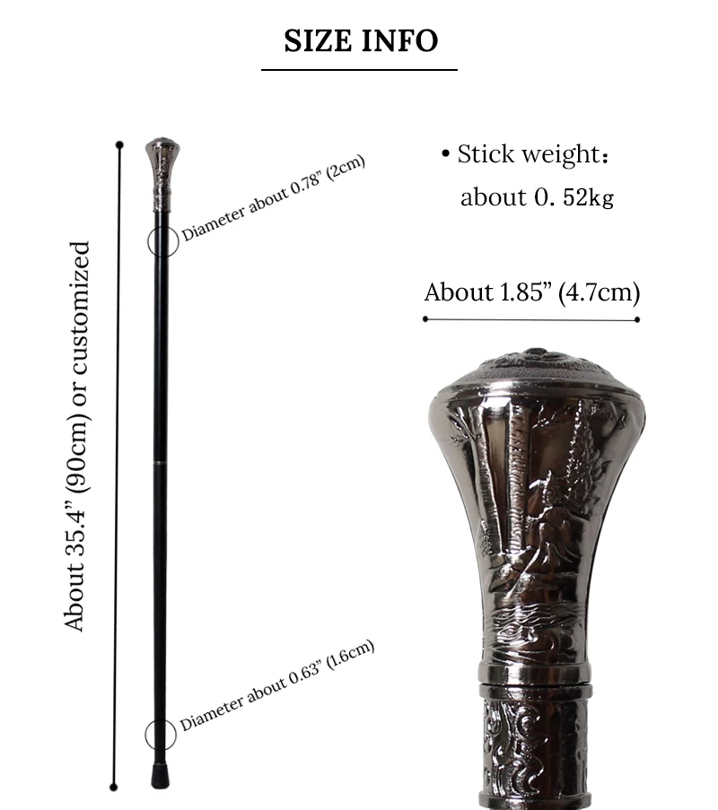 Vintage Antique Silver Alloy Walking Cane with Embossed Eagle Head Round Handle Detachable Stick Cosplay Prop for Men And Women