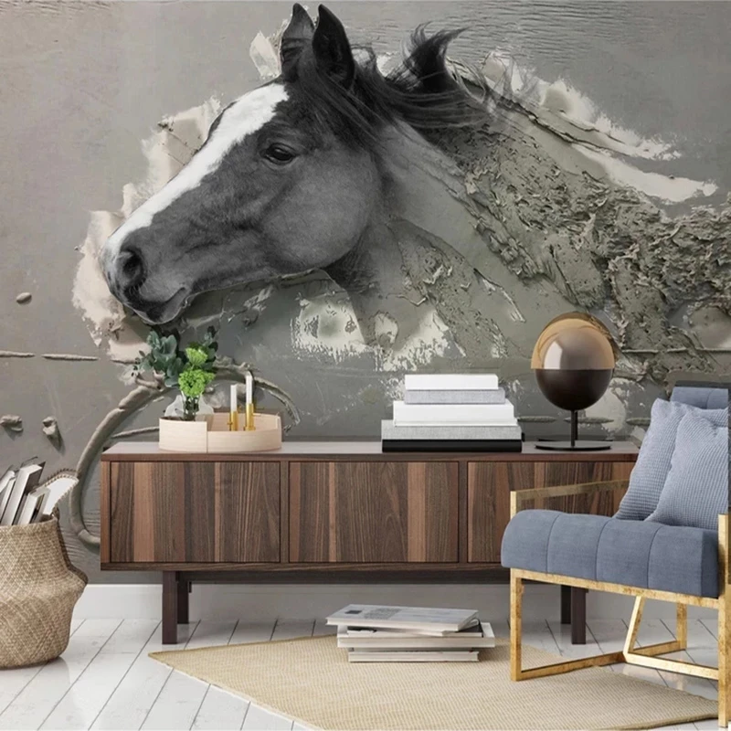 Custom Mural Wallpaper 3D Embossed Abstract Horse Art Study Bedroom Living room TV background wall restaurant Hotel photo animal