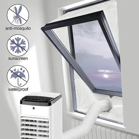 Air Conditioner Window Seal Kit For Single And Dual Hose Portable AC Units With Extra Strong Closure And Reusable Cable Ties