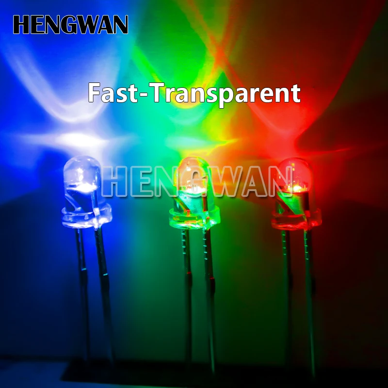 50pcs F5 5mm Fast / Slow RGB Flash Red Green Blue Rainbow Multi Color Flashing Light Emitting Diode Round LED Full Color DIY