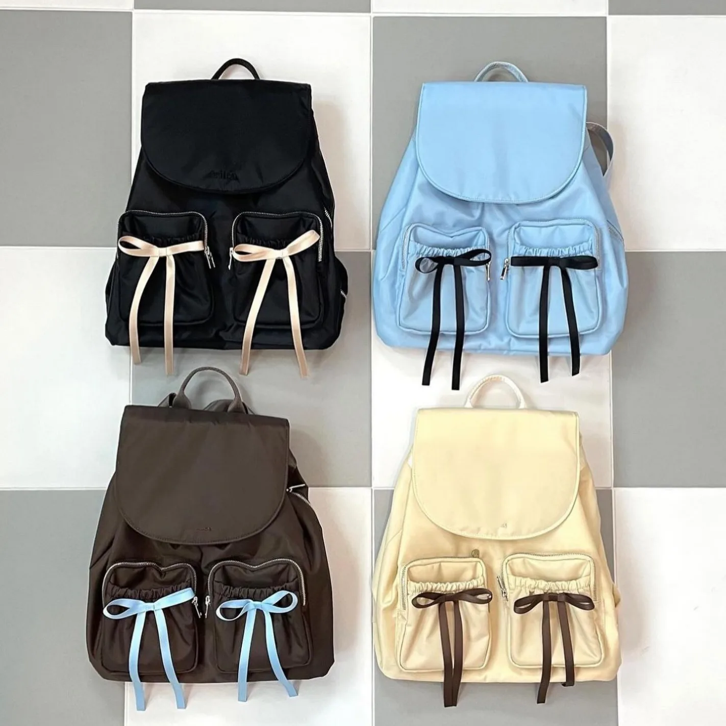 

Women Backpack Fashion Nylon Bowknot Travel Backpacks for Women Korean Niche Design Women's Backpack Peppy Style Bow School Bag