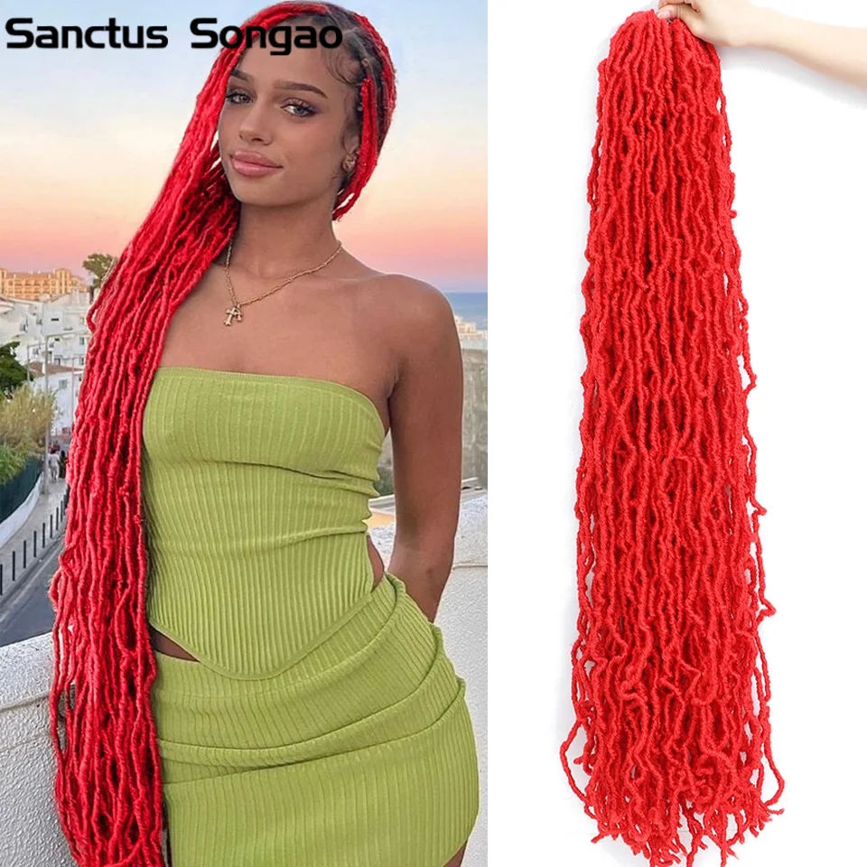 Nuevos pelo de ganchillo de imitación Locs de 36 pulgadas sintético súper largo nuevo Faux Locs trenza de ganchillo Bouclé pelo de ganchillo pre extendido para mujeres