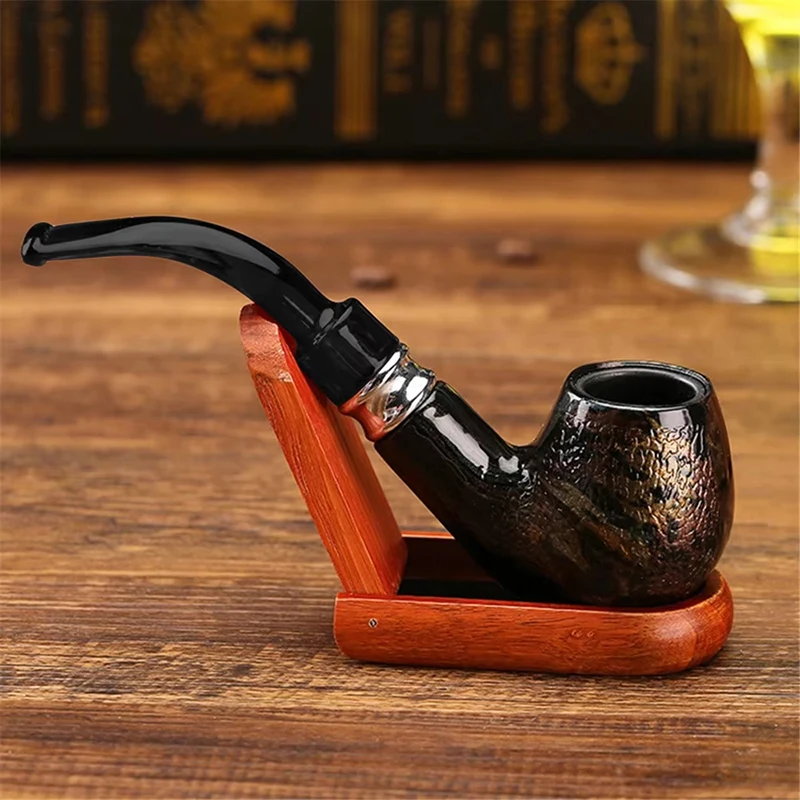 

Rubber Wood Dark Snake Pattern Rainbow Colored Pipe, Detachable Cleaning, Circulating Filter Pipe, Men'S Gift Item